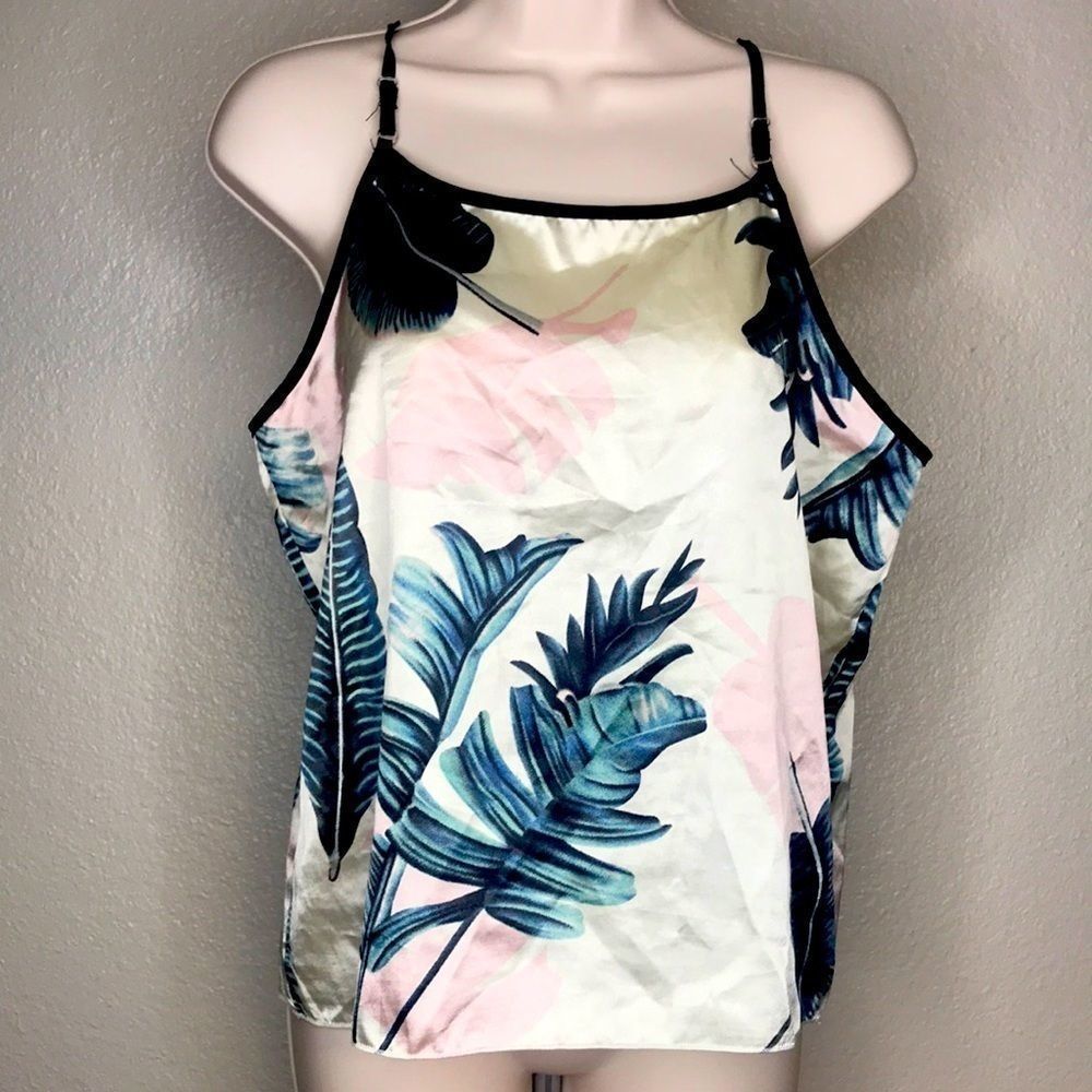 Tropical Leaf floral Satin Pajama Tank top